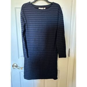 women Kenar Long‑Sleeve Striped Dress – Navy & Black size 8 NWOT